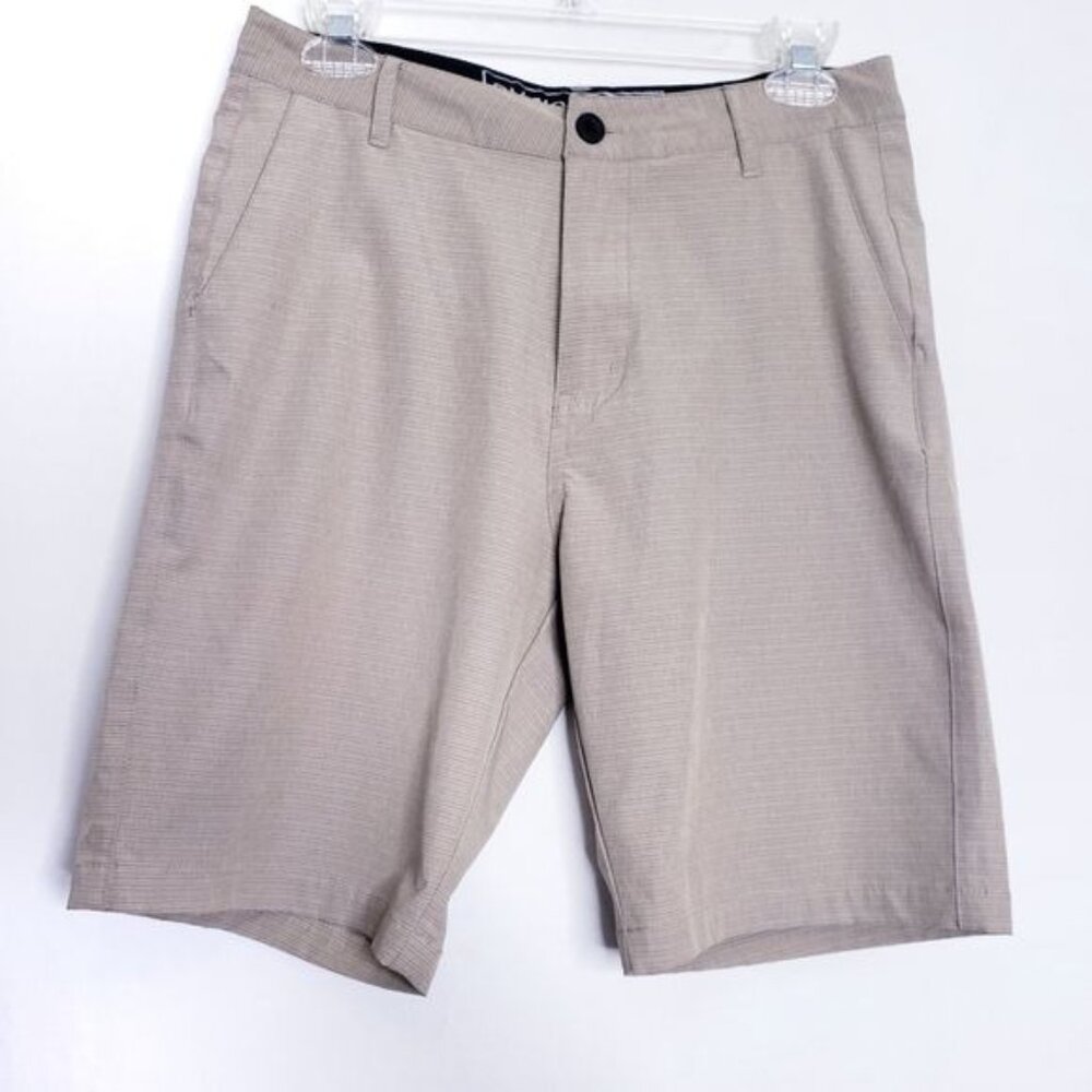 Division Tan Stripe Casual Chino Flat Front Shorts Men's Size 28